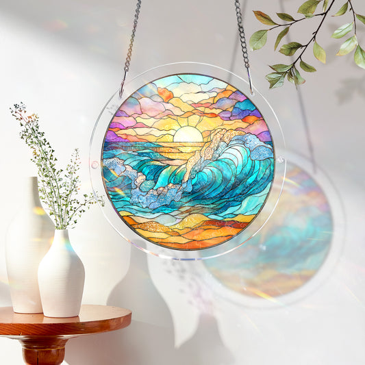 Acrylic Jigsaw Puzzle Suncatcher – Golden Tide Sunrise