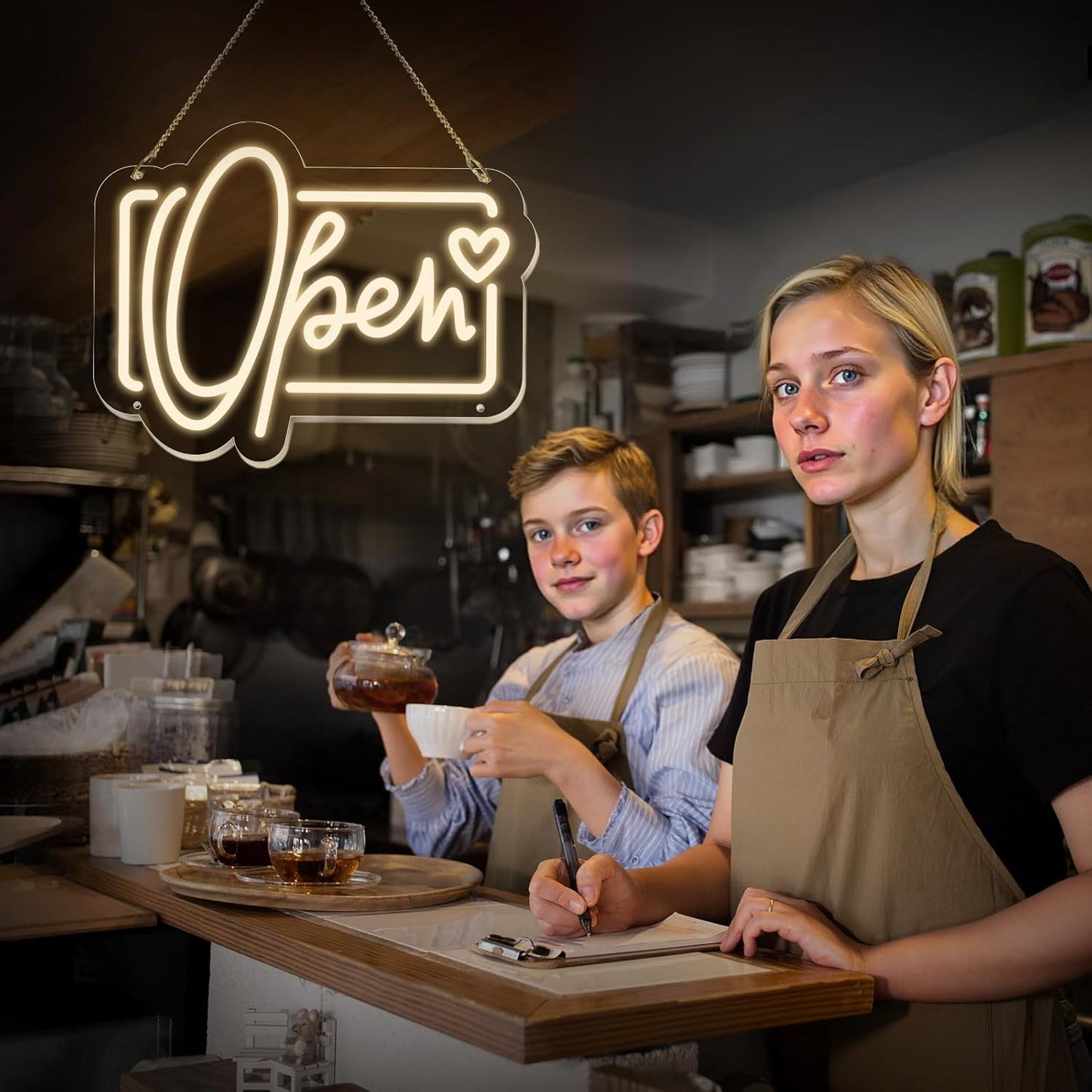Dimmable "Open" LED Neon Sign: High-Visibility Decor for Small Businesses & Shops