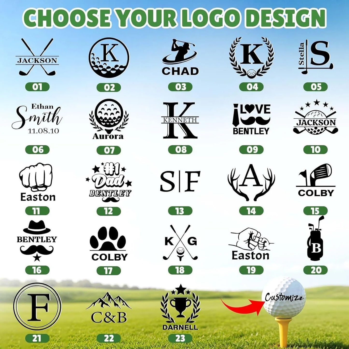 Personalized Golf Ball Stamp Kit – Custom Marker with Premium Leather Pouch