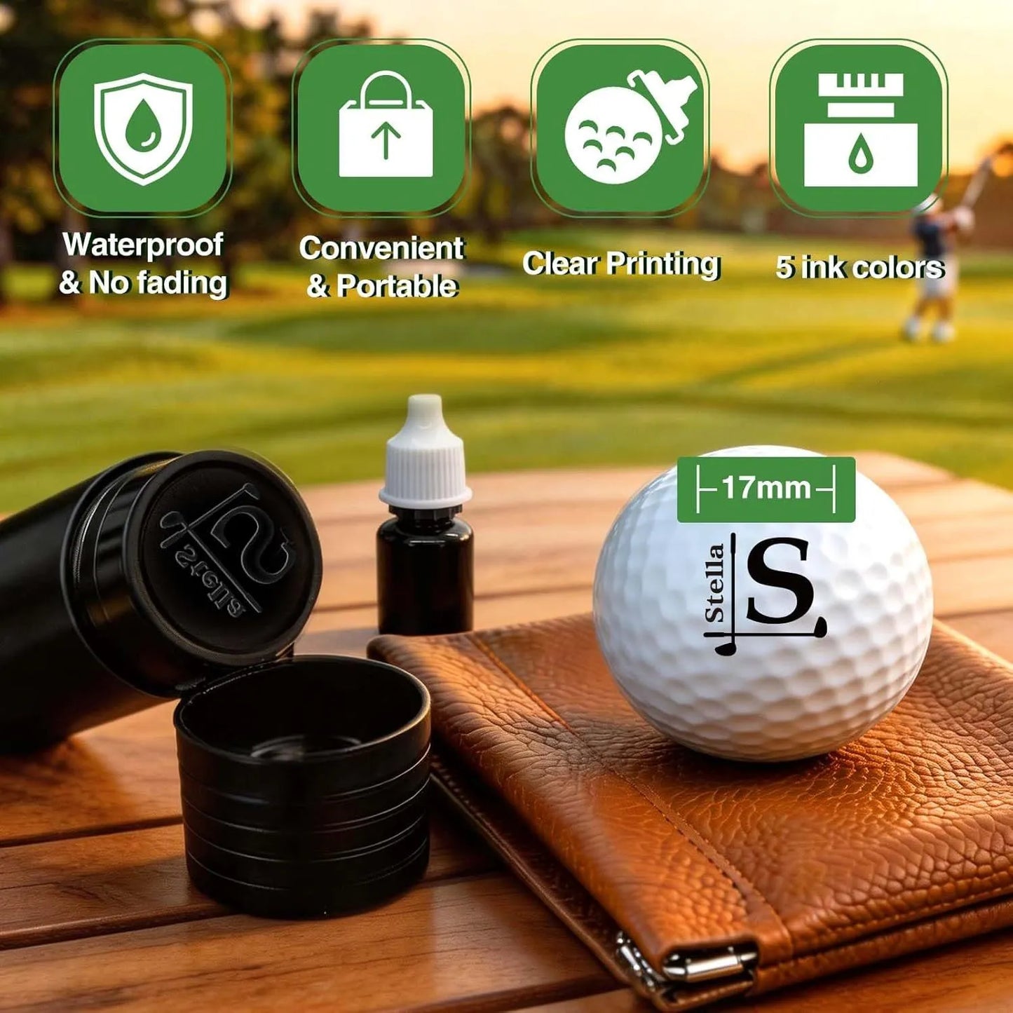 Personalized Golf Ball Stamp Kit – Custom Marker with Premium Leather Pouch