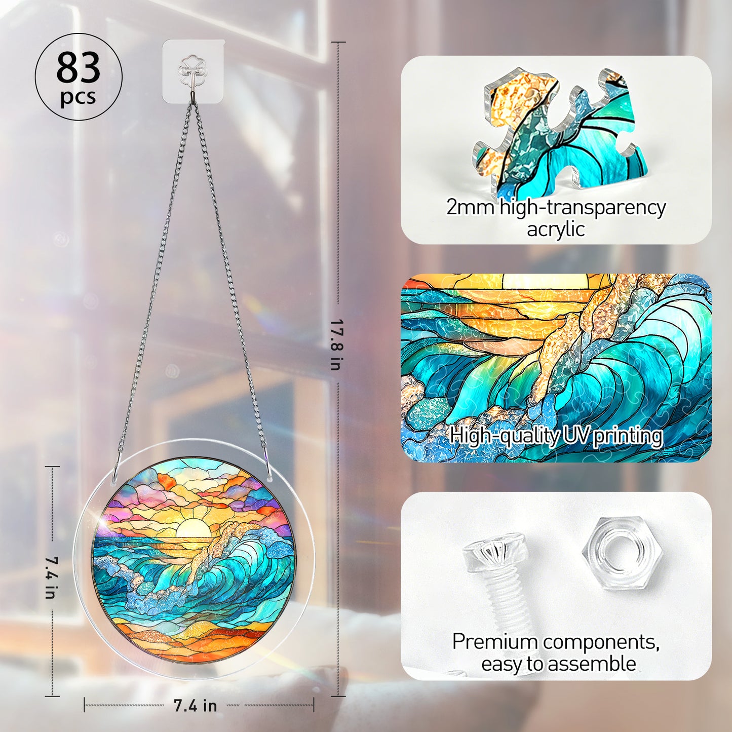 Acrylic Jigsaw Puzzle Suncatcher – Golden Tide Sunrise