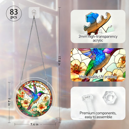 Acrylic Jigsaw Puzzle Suncatcher – Hummingbird Bloom