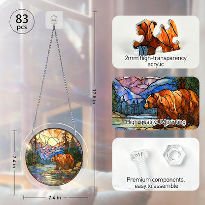 Acrylic Jigsaw Puzzle Suncatcher - Majestic Mountain Grizzly