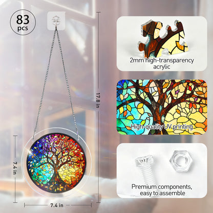 Acrylic Jigsaw Puzzle Suncatcher - Four Seasons Tree of Life