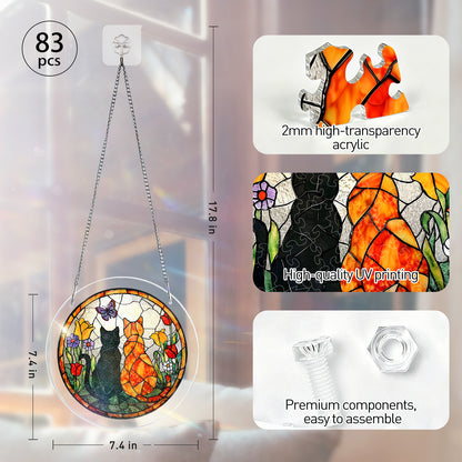 Acrylic Jigsaw Puzzle Suncatcher – Sunlit Cat Companions