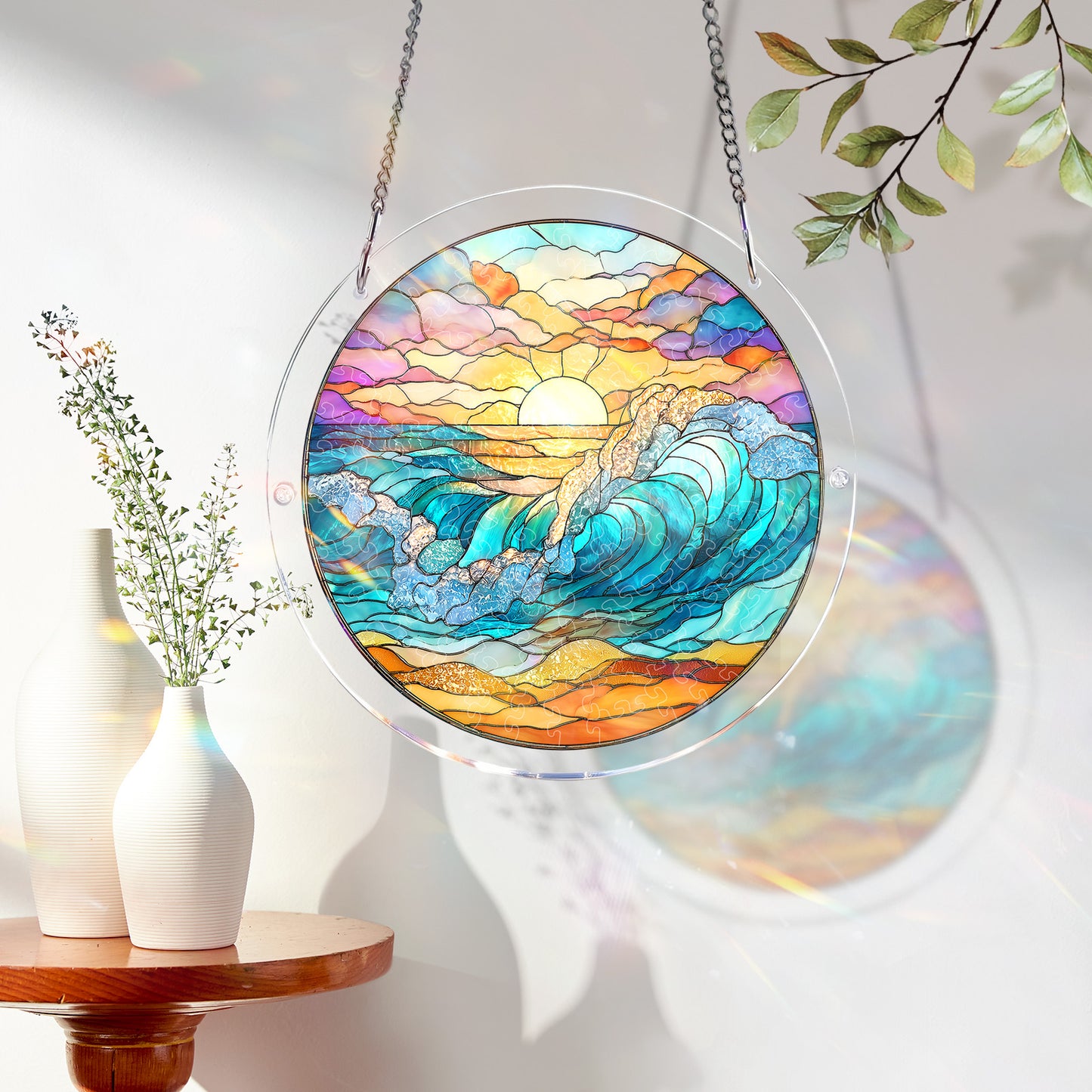 Acrylic Jigsaw Puzzle Suncatcher – Golden Tide Sunrise