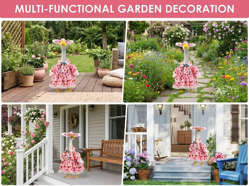 Cute Strawberry Porch Goose Outfit | Pink Goose Dress with Matching Hat