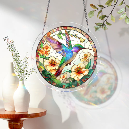 Acrylic Jigsaw Puzzle Suncatcher – Hummingbird Bloom