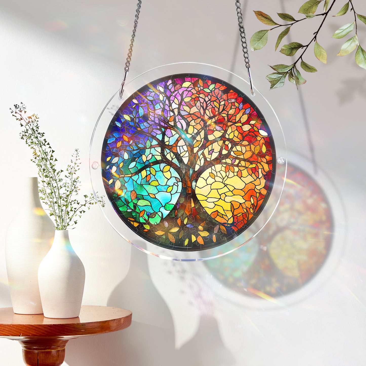 Acrylic Jigsaw Puzzle Suncatcher - Four Seasons Tree of Life