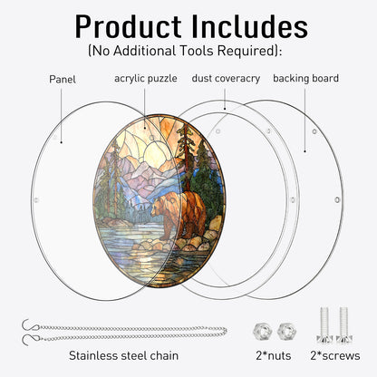 Acrylic Jigsaw Puzzle Suncatcher - Majestic Mountain Grizzly