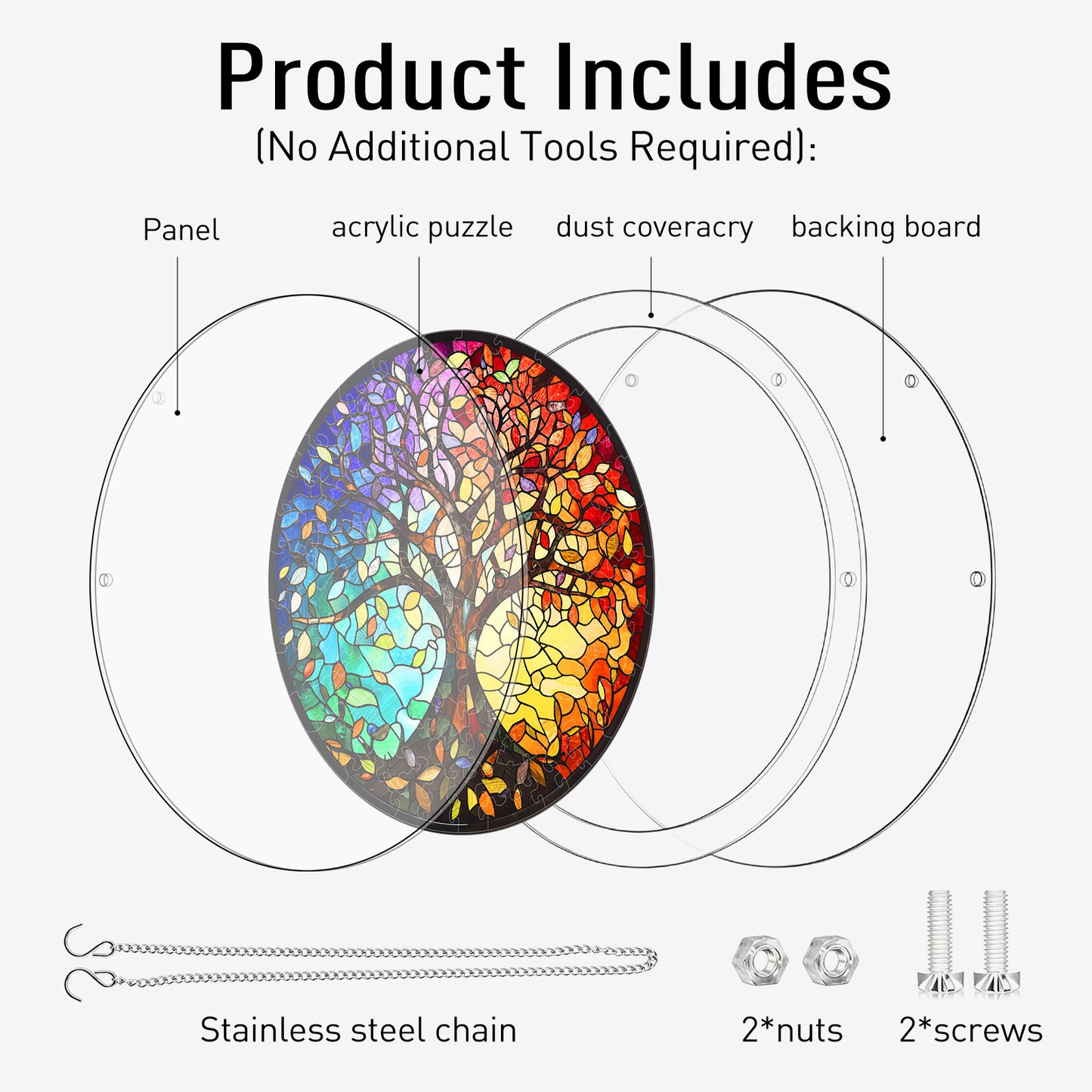 Acrylic Jigsaw Puzzle Suncatcher - Four Seasons Tree of Life
