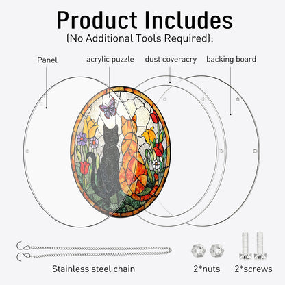 Acrylic Jigsaw Puzzle Suncatcher – Sunlit Cat Companions
