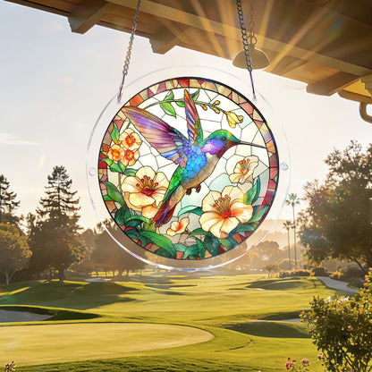 Acrylic Jigsaw Puzzle Suncatcher – Hummingbird Bloom