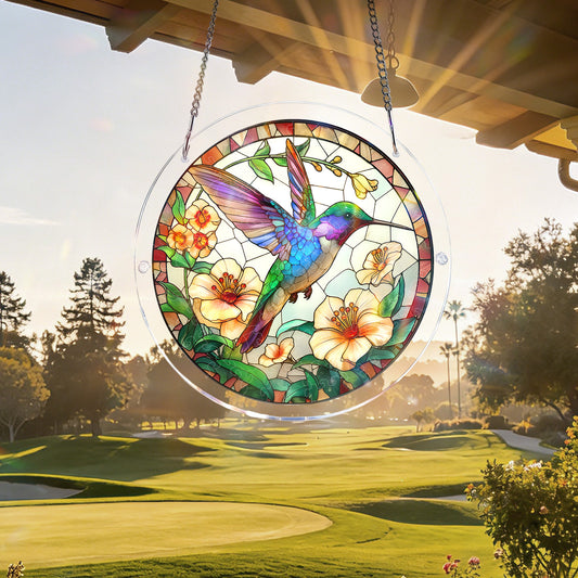 Acrylic Jigsaw Puzzle Suncatcher – Hummingbird Bloom