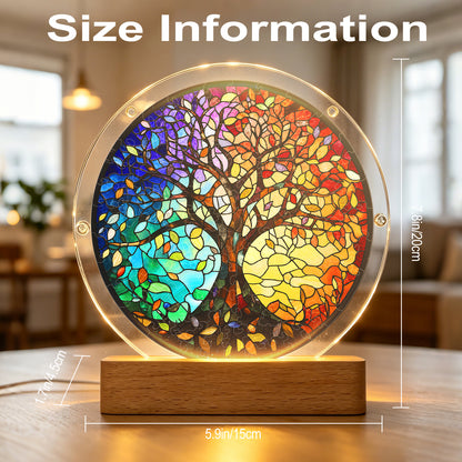 Acrylic Jigsaw Puzzle Suncatcher - Four Seasons Tree of Life(LED Wood Base Edition)