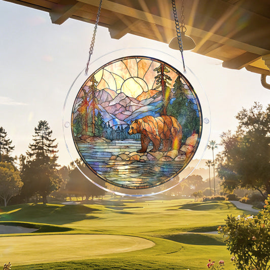 Acrylic Jigsaw Puzzle Suncatcher - Majestic Mountain Grizzly