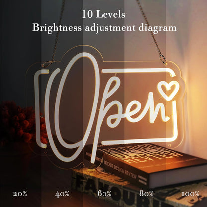Dimmable "Open" LED Neon Sign: High-Visibility Decor for Small Businesses & Shops