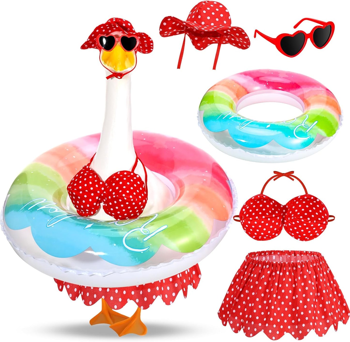 Pink Aloha" 5-Piece Hawaiian Bikini Set for 23" Porch Goose | Summer Island Vibes