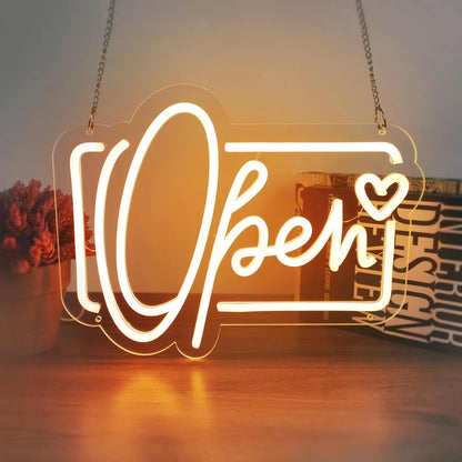 Dimmable "Open" LED Neon Sign: High-Visibility Decor for Small Businesses & Shops