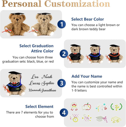 Personalized Class of 2026 Graduation Teddy Bear - Custom Hand-Embroidered Keepsake Gift
