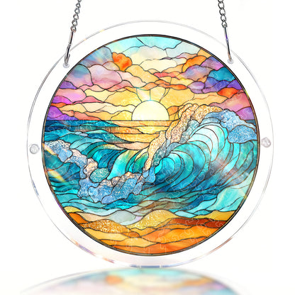 Acrylic Jigsaw Puzzle Suncatcher – Golden Tide Sunrise