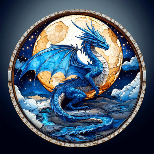 Moonlit Blue Dragon Premium Wooden Puzzle