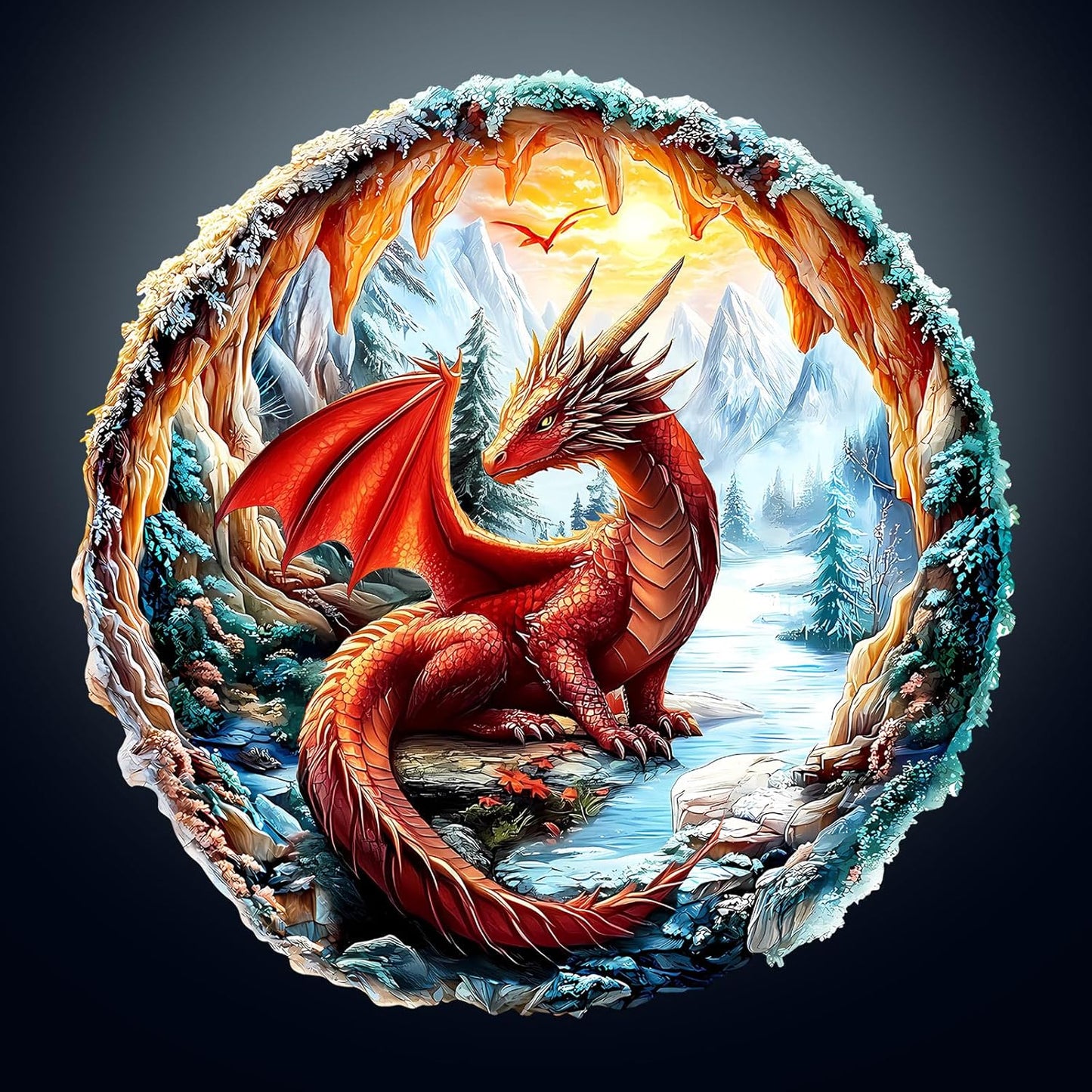Moonlit Blue Dragon Premium Wooden Puzzle