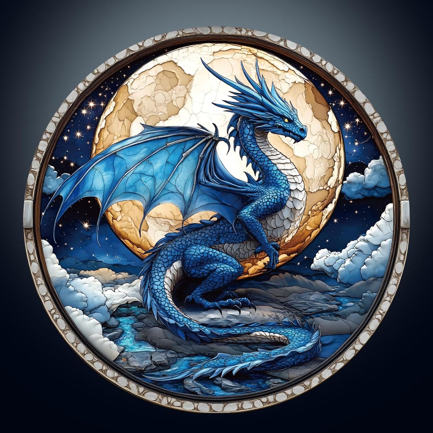 Moonlit Blue Dragon Premium Wooden Puzzle