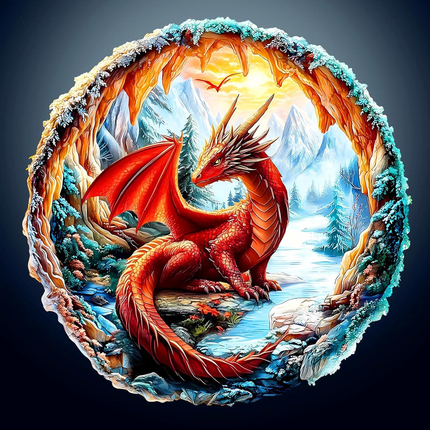 Moonlit Blue Dragon Premium Wooden Puzzle