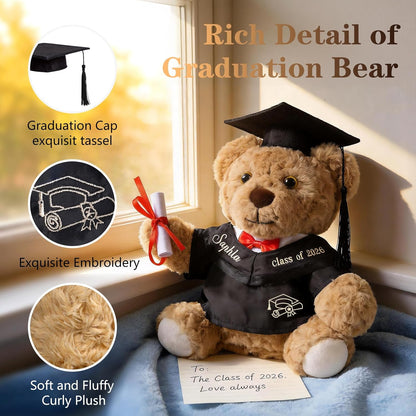 Personalized Class of 2026 Graduation Teddy Bear - Custom Hand-Embroidered Keepsake Gift
