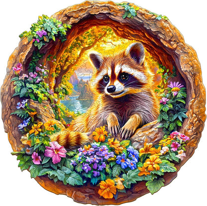 Deer Among Flowers Wooden Puzzle