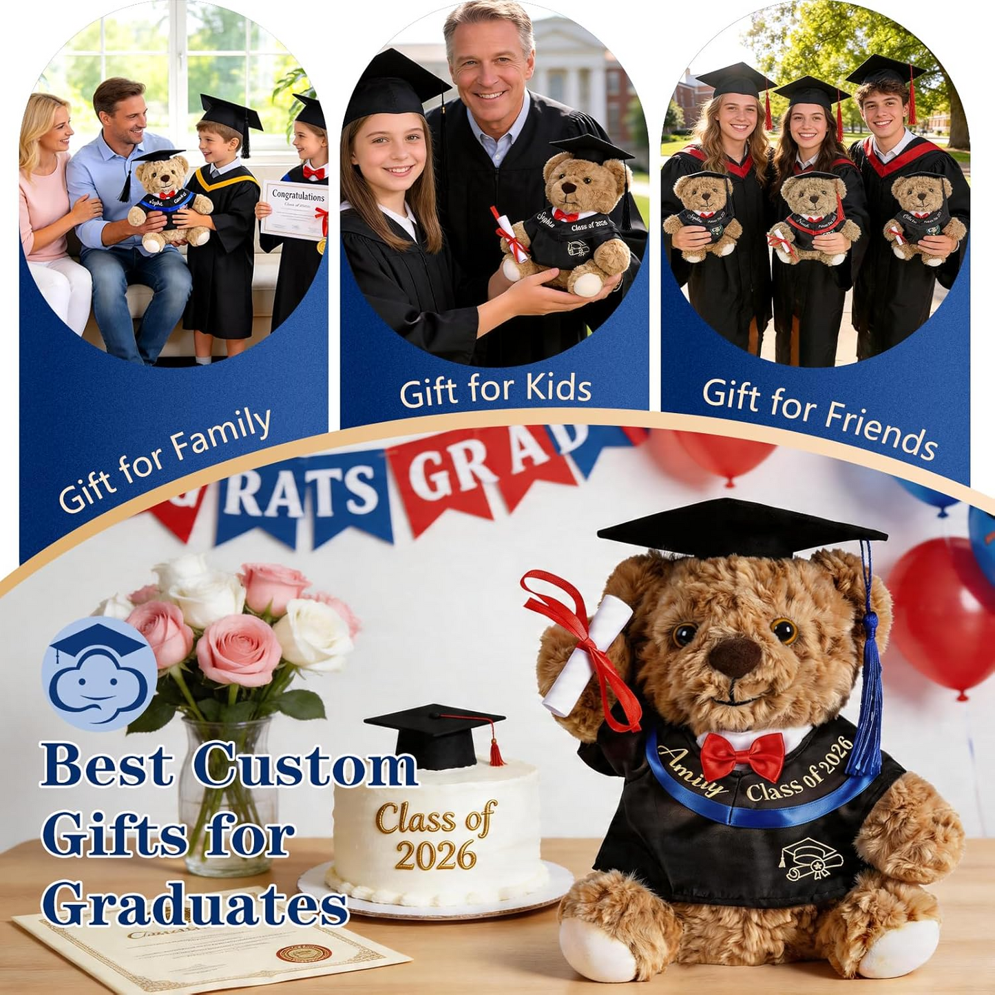 Personalized Class of 2026 Graduation Teddy Bear - Custom Hand-Embroidered Keepsake Gift