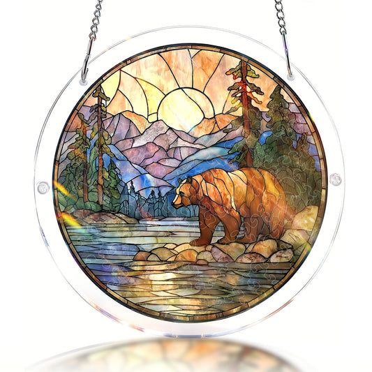 Acrylic Jigsaw Puzzle Suncatcher - Majestic Mountain Grizzly