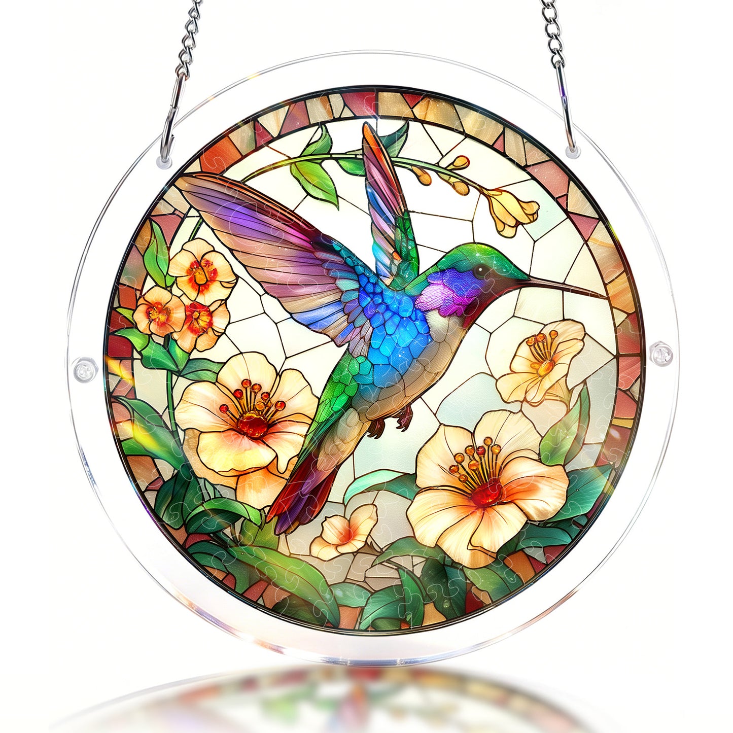 Acrylic Jigsaw Puzzle Suncatcher – Hummingbird Bloom