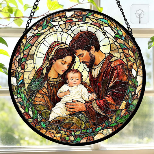 Colorful Stained Glass Cat & Butterfly Window Hanging – 20cm (7.8”) Suncatcher