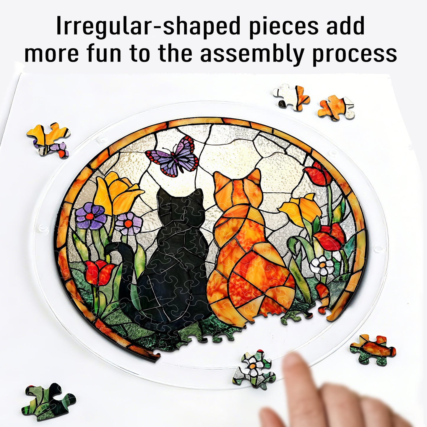 Acrylic Jigsaw Puzzle Suncatcher – Sunlit Cat Companions