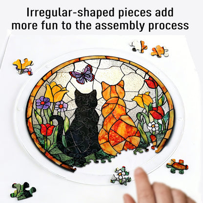 Acrylic Jigsaw Puzzle Suncatcher – Sunlit Cat Companions