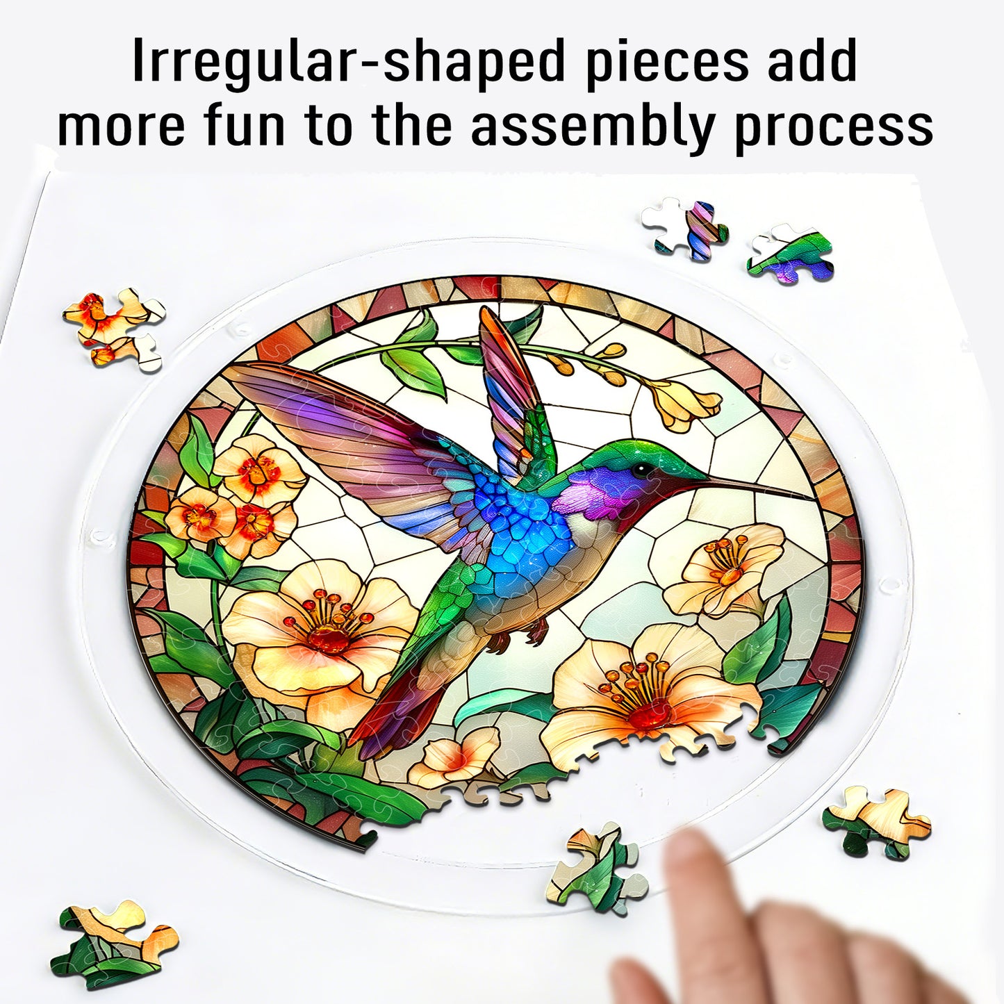 Acrylic Jigsaw Puzzle Suncatcher – Hummingbird Bloom