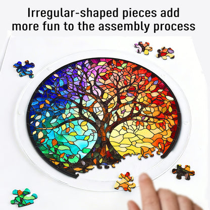 Acrylic Jigsaw Puzzle Suncatcher - Four Seasons Tree of Life