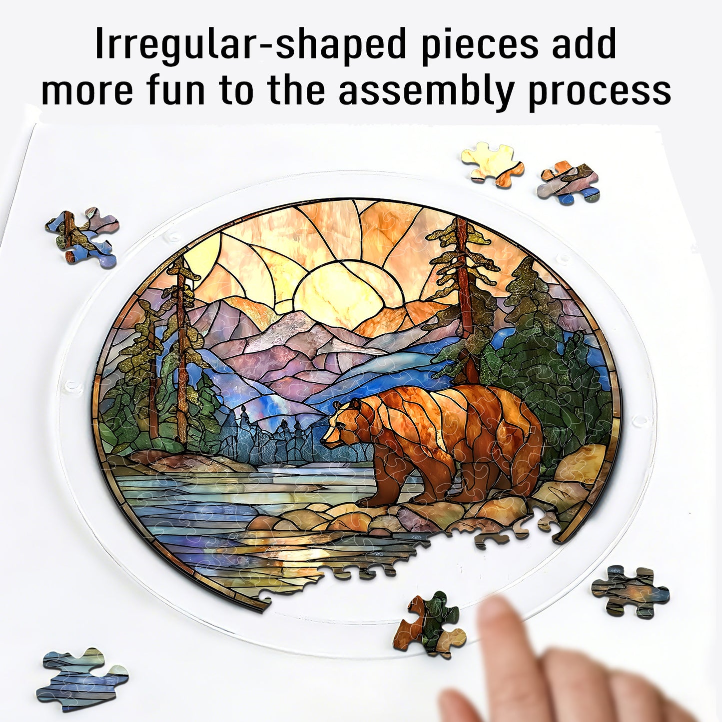 Acrylic Jigsaw Puzzle Suncatcher - Majestic Mountain Grizzly