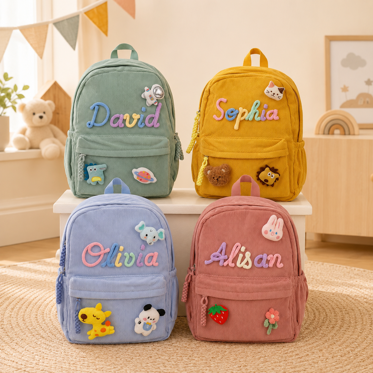 Custom Name Corduroy Backpack for Little Adventurers