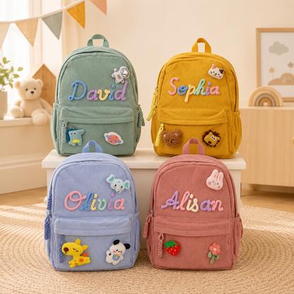 Custom Name Corduroy Backpack for Little Adventurers