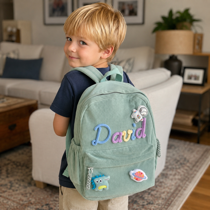Custom Name Corduroy Backpack for Little Adventurers