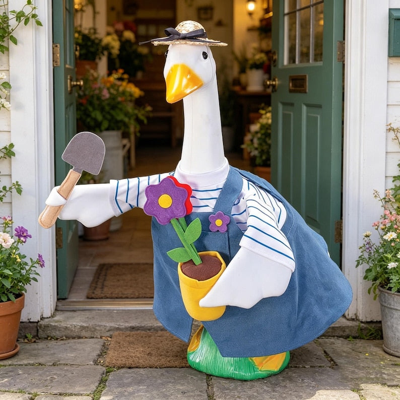 Gardener’s Delight Outfit for 23" Porch Goose | Whimsical Garden & Patio Decor