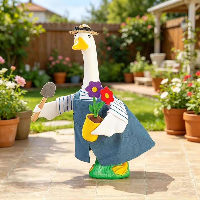 Gardener’s Delight Outfit for 23" Porch Goose | Whimsical Garden & Patio Decor