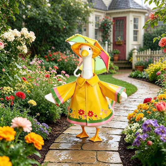 Waterproof Raincoat Outfit for 23" Porch Goose – Decorative Lawn Goose Costume & Garden Statue Apparel