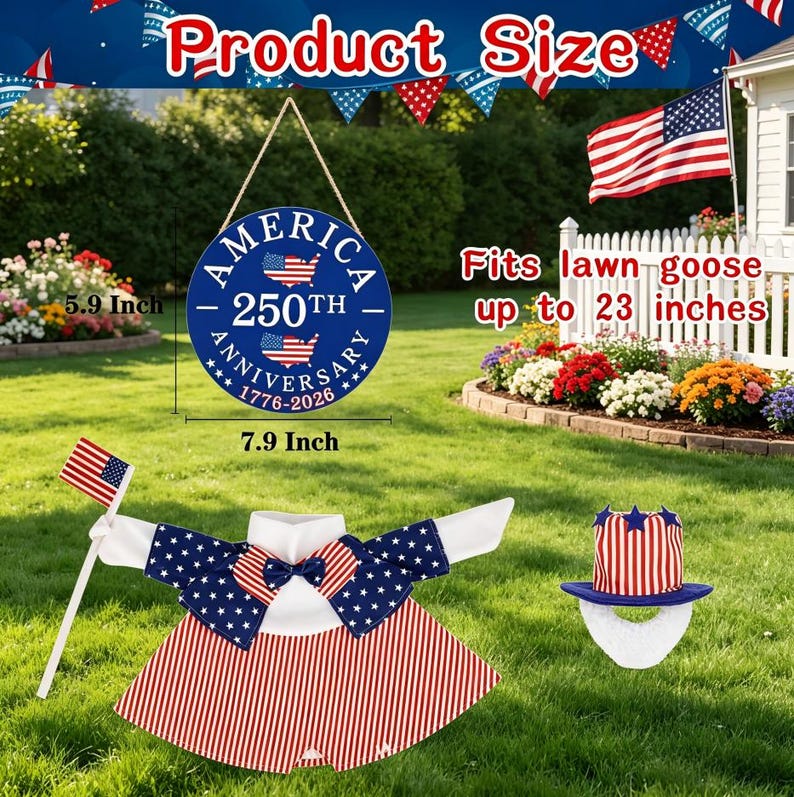 USA 250th Anniversary Commemorative Outfit | Patriotic Porch Goose Ensemble