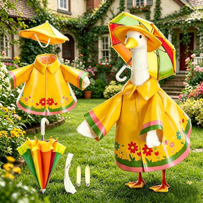Waterproof Raincoat Outfit for 23" Porch Goose – Decorative Lawn Goose Costume & Garden Statue Apparel