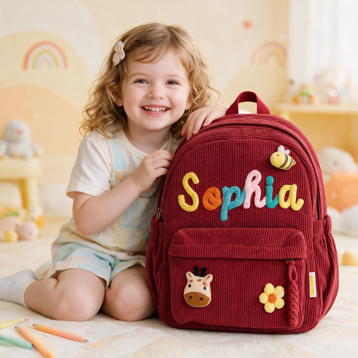 Custom Name Corduroy Backpack for Little Adventurers